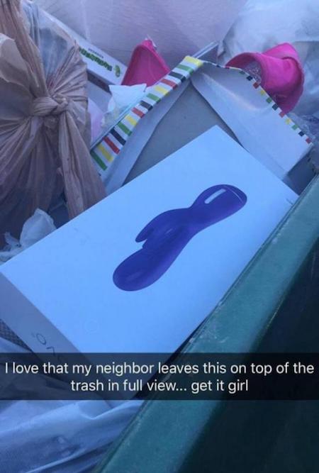funny, funny memes, funny photos, funny pics, funny pictures, laughs, LOL, memes, today's funny photos, 1-10-18, neighbor sex toy trash get it girl