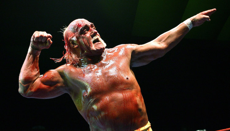 A shot of Hulk Hogan trying out some yoga poses on the beach,WWE Wrestling,Hulk  Hogan, male - SeaArt AI
