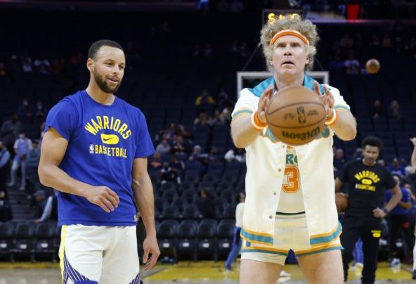 Highlight] Jackie Moon (Will Ferrell) Defending Against Klay Thompson  During Warm-ups at Chase Center : r/nba