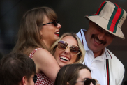 Taylor Swift Brittany Mahomes hug Donald Trump