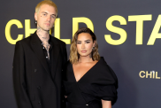 Jordan Lutes and Demi Lovato attend the Los Angeles premiere of Hulu's 'Child Star' at NeueHouse Hollywood on September 12, 2024 in Hollywood, California.