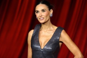 Demi Moore Academy Museum Gala braless plunging down