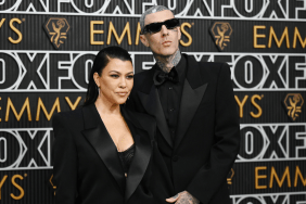 Kourtney Kardashian and Travis Barker at the 75th Primetime Emmy Awards held at the Peacock Theater on January 15, 2024 in Los Angeles, California.