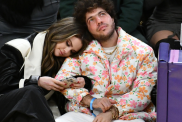 Selena Gomez and Benny Blanco attend a basketball game between the Los Angeles Lakers and the Miami Heat at Crypto.com Arena on January 03, 2024 in Los Angeles, California.