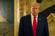 U.S. President Donald Trump speaks to reporters during a dinner at Mar-a-Lago on June 5, 2024 in West Palm Beach, Florida.