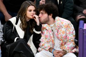 Selena Gomez and Benny Blanco attend a basketball game between the Los Angeles Lakers and the Miami Heat at Crypto.com Arena on January 03, 2024 in Los Angeles, California.