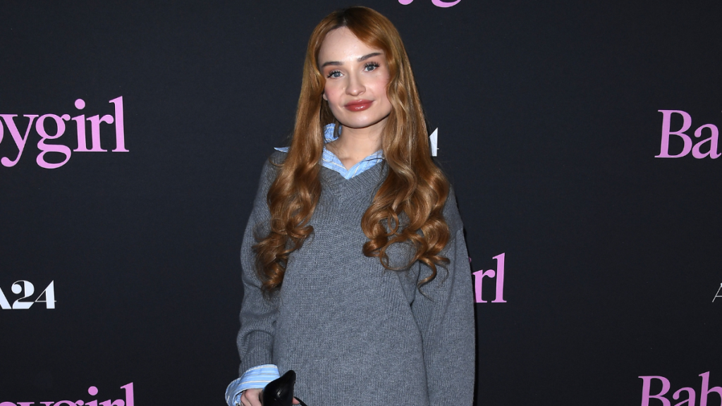 Kim Petras arrives at the Los Angeles Premiere Of A24's "Babygirl" at DGA Theater Complex on December 11, 2024 in Los Angeles, California.