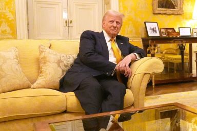 U.S. President-elect Donald Trump meets Britain's Prince William, Prince of Wales in the Salon Jaune room at the UK Ambassador's Residence on the day of the reopening ceremonies of the Notre-Dame de Paris Cathedral, five and a half years after a devastating fire on December 7, 2024 in Paris, France.