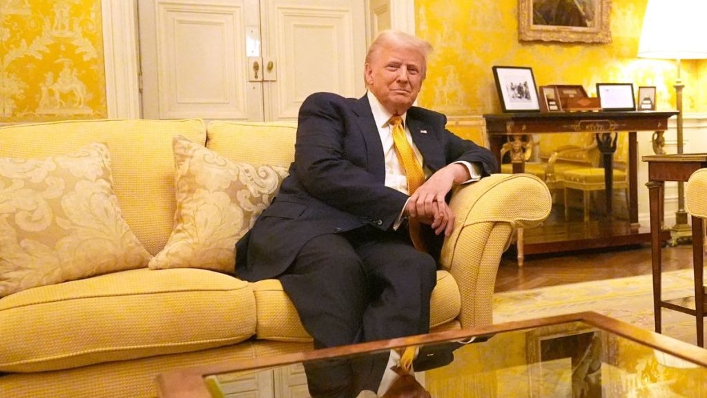 U.S. President-elect Donald Trump meets Britain's Prince William, Prince of Wales in the Salon Jaune room at the UK Ambassador's Residence on the day of the reopening ceremonies of the Notre-Dame de Paris Cathedral, five and a half years after a devastating fire on December 7, 2024 in Paris, France.