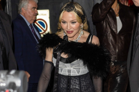 Madonna is seen departing the Dolce & Gabbana after party on September 21, 2024 in Milan, Italy.