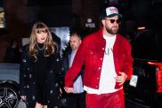 Taylor Swift (L) and Travis Kelce are seen in the Meatpacking District on December 28, 2024 in New York City.