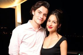 Louis Partridge (L) and Olivia Rodrigo celebrate the Venice International Film Festival World Premiere of the Apple TV+ limited series “DISCLAIMER” at Harry's Dolci on August 30, 2024 in Venice, Italy.