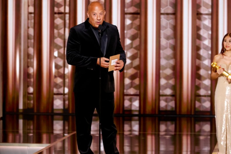 Vin Diesel playfully calls out Dwayne Johnson at the Golden Globe Awards