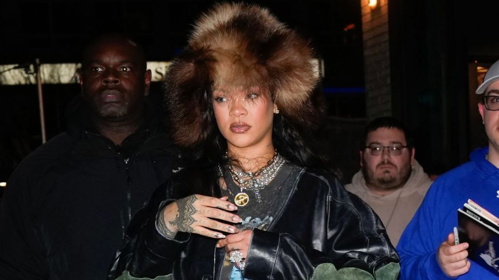 Rihanna leather coat