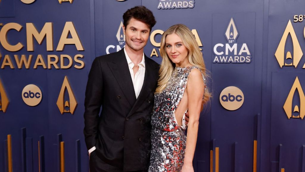 Chase Stokes and Kelsea Ballerini attend the 2024 CMA Awards at Music City Center on November 20, 2024 in Nashville, Tennessee.