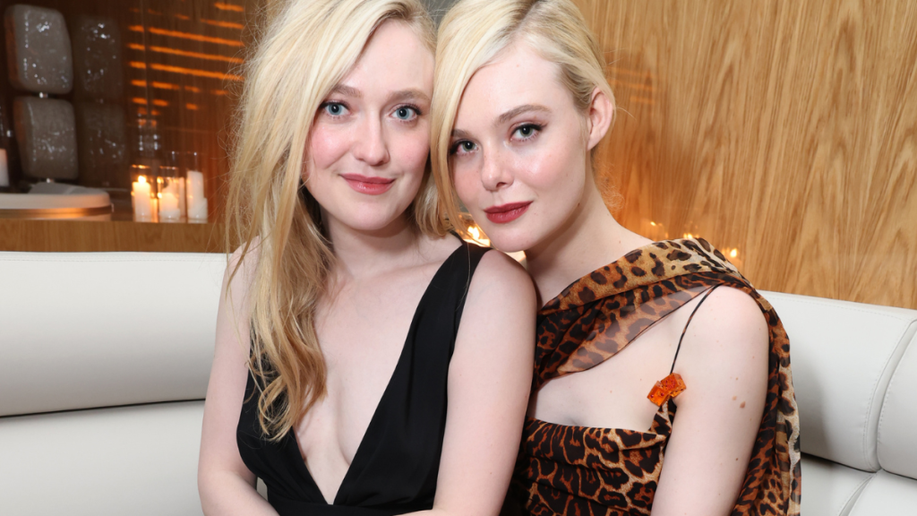 Dakota & Elle Fanning’s Golden Globes Afterparty Photos Prove Simple Does It