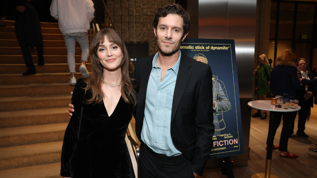 Leighton Meester (L) and Adam Brody attend the Los Angeles Premiere After Party of MGM's "American Fiction" at Academy Museum of Motion Pictures on December 05, 2023 in Los Angeles, California.