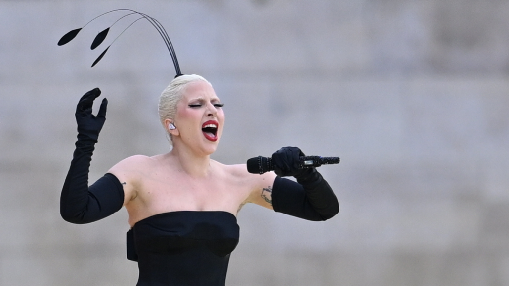 26 July 2024, France, Paris: Olympia, Paris 2024, opening ceremony of the Summer Olympics, singer Lady Gaga performs before the opening ceremony.